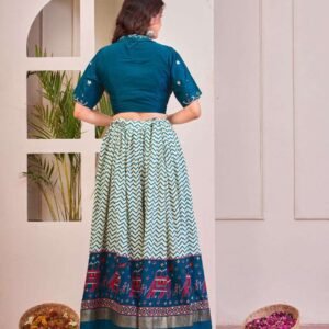 Women's Tussar Silk Patola Print Lehenga Choli Set with Foil Work